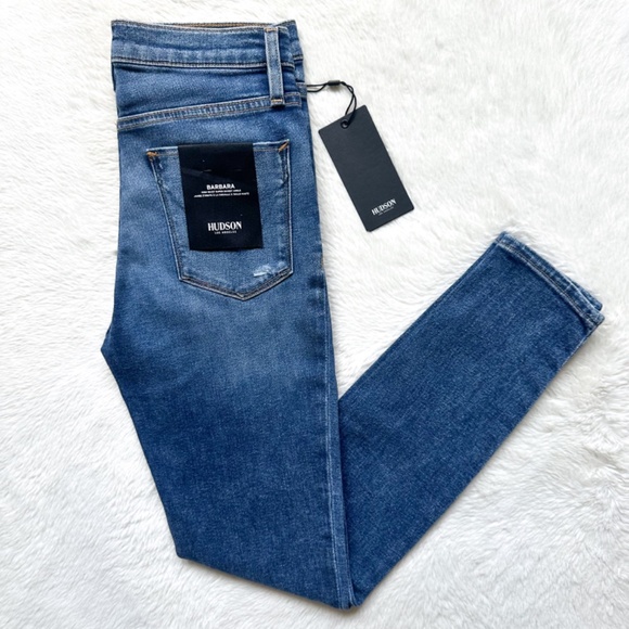 HUDSON Barbara High Waist Super Skinny Ankle Distressed Hot Stretch Jeans - Picture 3 of 11